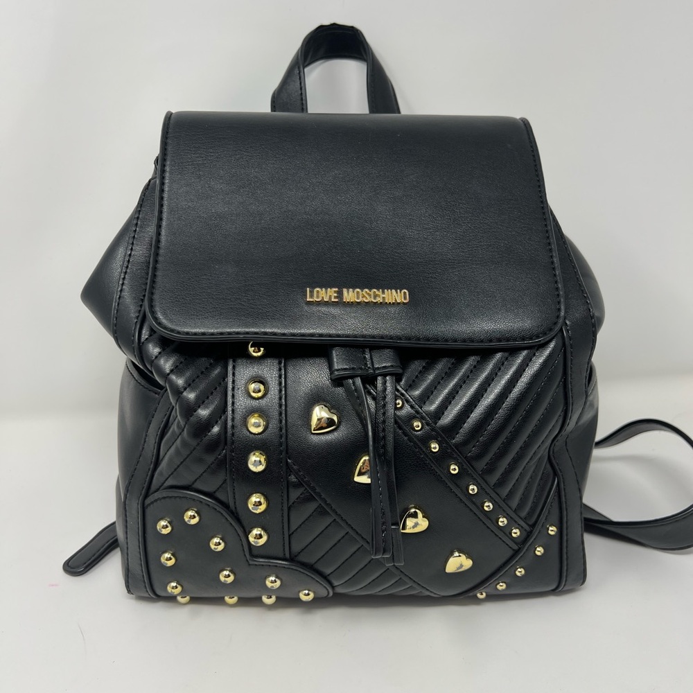 Love Moschino Black Backpack with Gold Accents